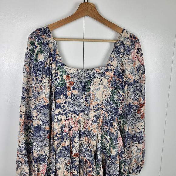 Anthropologie x Moon River Puff Sleeve Boho Cottagecore Lined Midi Dress - Picture 4 of 9